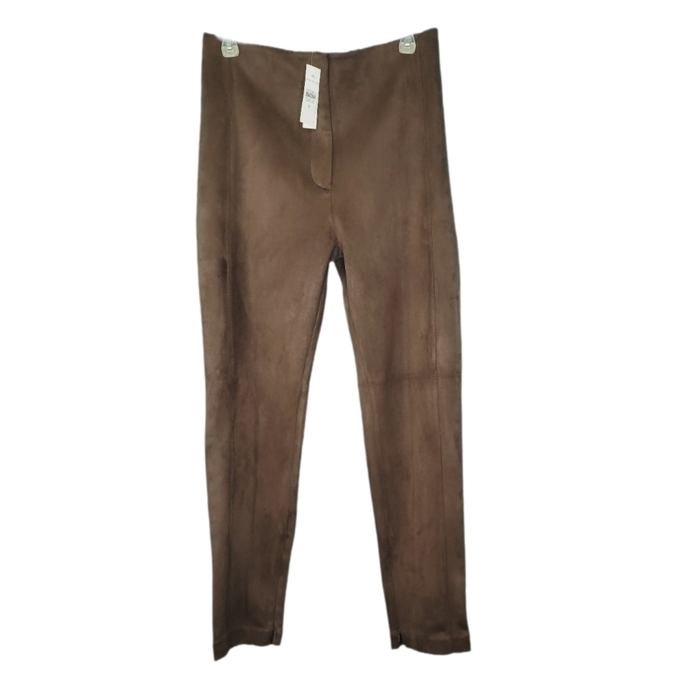 NWT Ann Taylor Brown Suede High-rise Tapered Leg Dress Pants Women's size 6